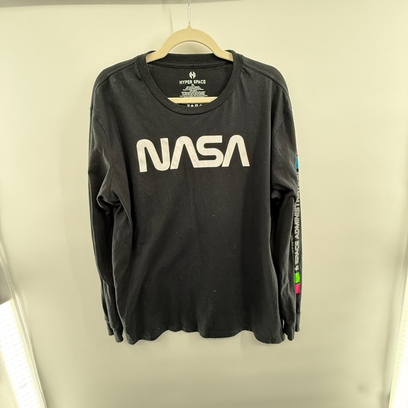 Hyper Space Other - NASA Hyper Space Black Long Sleeve Graphic Tee Pop Art Astronaut Back XL